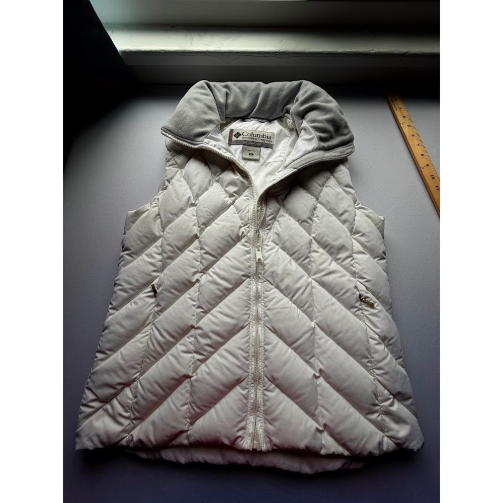 Sporty Columbia Vertex White Quilted Puffer Vest Fleece Collar Women's Medium